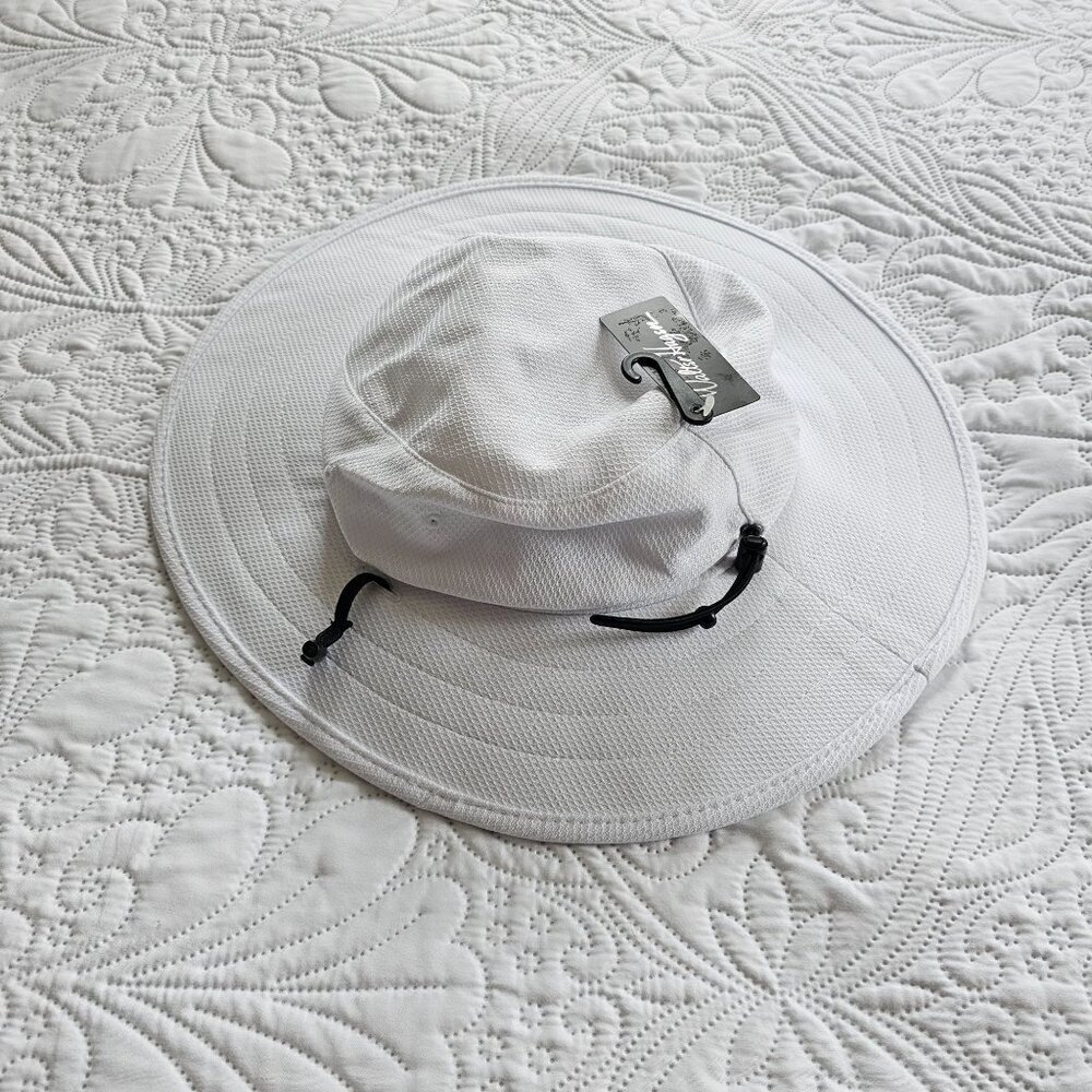 Walter Hagen Mens OSFA Wide Brim Sun Hat White Mesh Polyester Lightweight
